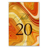 Numéro De Table Abstrait Agate Mariage V2 Hot Orange ID827 (Dos)