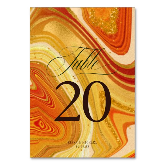 Numéro De Table Abstrait Agate Mariage V2 Hot Orange ID827 (Par défaut)