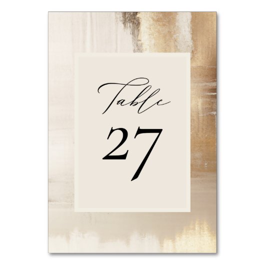 Numéro De Table Abstrait d'or | Mariage élégant (Dos)