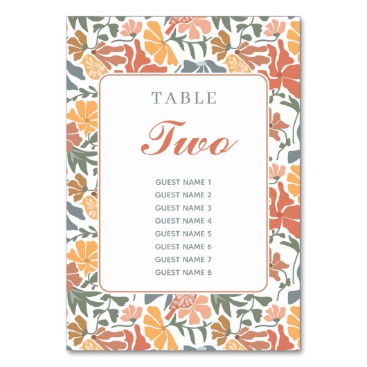 Numéro De Table Abstrait Floral & Oiseaux Mi-siècle Mariage modern (Par défaut)