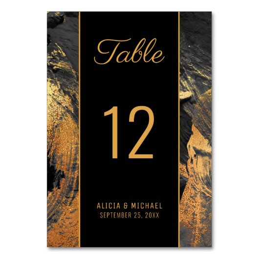 Numéro De Table Abstrait moderne peinture écriture or mariage fonc (Par défaut)