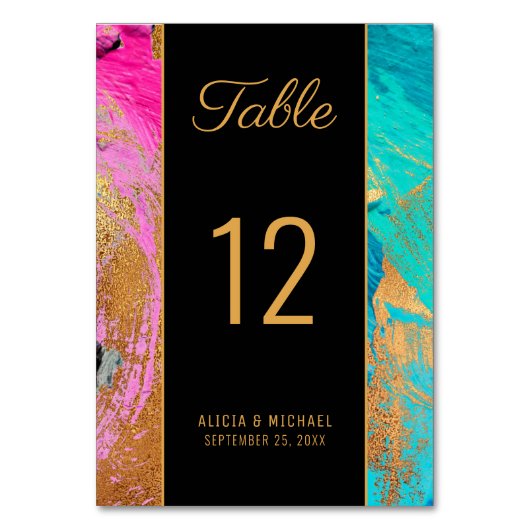 Numéro De Table Abstrait moderne peinture écriture or mariage fonc (Par défaut)