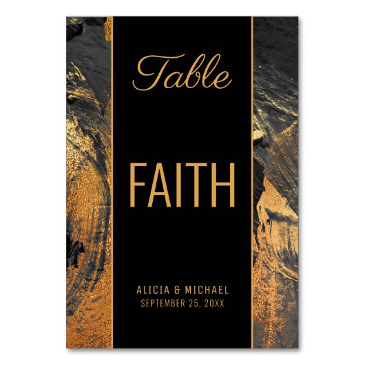 Numéro De Table Abstrait moderne peinture or script TEXTE mariage (Par défaut)