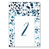 Numéro De Table Abstrait moderne Terrazzo Mosaic Mariage bleu (Par défaut)