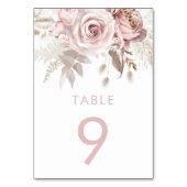 Numéro De Table Accueil de mariage floral et duveteux Rose & Blush (Dos)