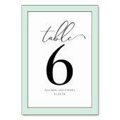 Numéro De Table Accueil Mariage Vert Menthe Classique (Dos)