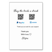 Numéro De Table Acheter un verre à la mariée don QR Venmo PayPal  (Dos)