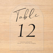 Numéro de table acrylique mariage de script noir m (Recto)