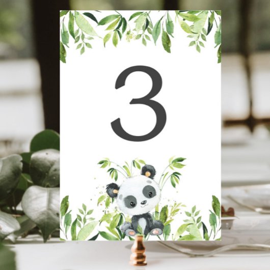 Numéro De Table Adorable Panda Baby shower de verdure Anniversaire