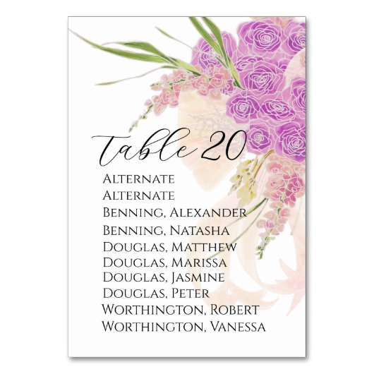Numéro De Table Affectation de table Bouquet à ruban La Boca Rosa (Par défaut)