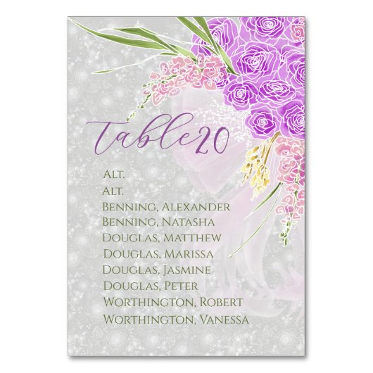 Numéro De Table Affectation de table Bouquet de ruban rose Coquett (Par défaut)