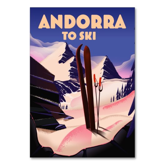Numéro De Table Affiche de ski d'Andorre. impression sur toile (Par défaut)