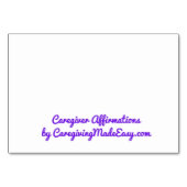 Numéro De Table Affirmation du fournisseur de soins (Dos)