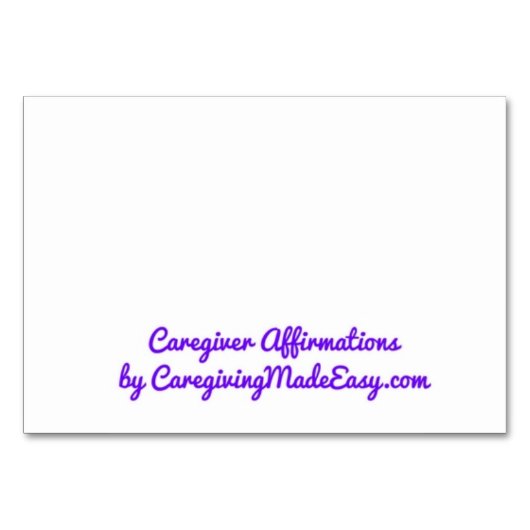 Numéro De Table Affirmation du fournisseur de soins (Dos)