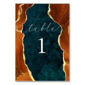 Numéro de Table Agate Bleu Vert Orange Brûlé & Or (Dos)