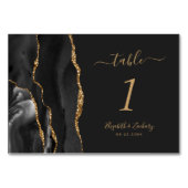Numéro De Table Agate Or Noir Sombre Mariage (Devant)