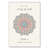 Numéro De Table Agate Turquoise Floral Mandala Wedding Place Card (Par défaut)