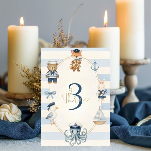 Numéro De Table Ahoy Nautical Birthday | Sea Animaux & Sailor