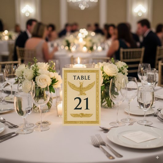 Numéro De Table Aile solaire égyptienne et Ankh – Modifiable