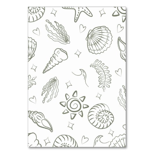 Numéro De Table All I Sea is Love Sage Green Seashells (Dos)