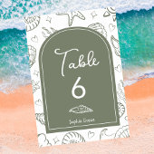 Numéro De Table All I Sea is Love Sage Green Seashells