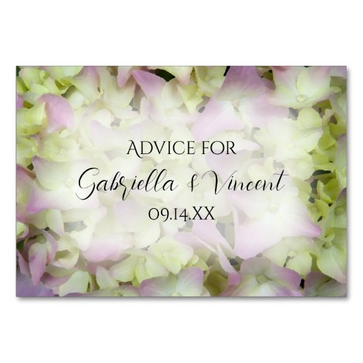 Numéro De Table Almost Pink Hydrangea Flowers Wedding Advice Cards (Devant)