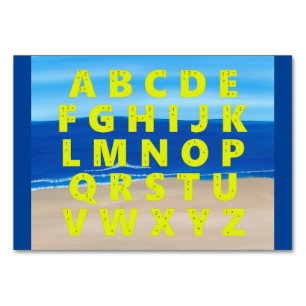 Numéro De Table Alphabet Lettre Tutoriel Cartes, thème Plage