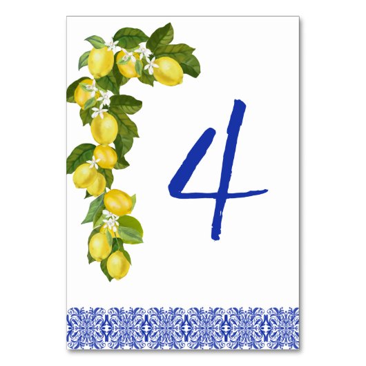 Numéro De Table Amalfi Coast I Italian Lemon & Blue Tile Details (Par défaut)