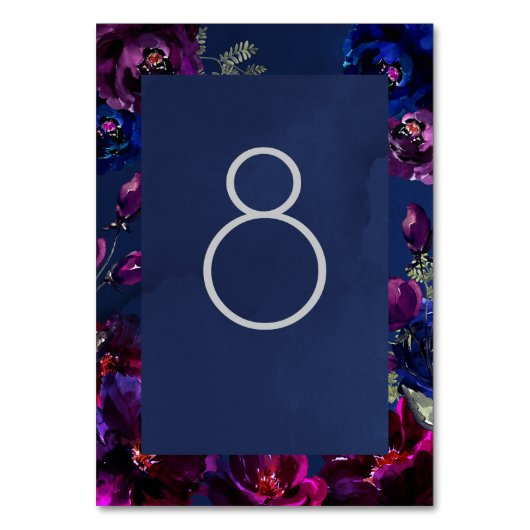 Numéro De Table Amethyst Sapphire Navy Jewel Tone Mariage encadré (Dos)