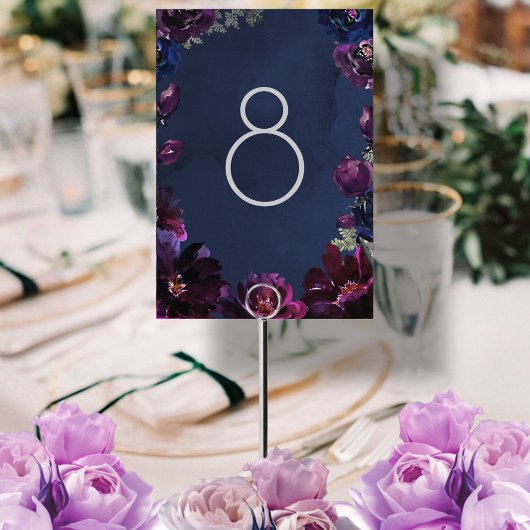 Numéro De Table Amethyst Sapphire Navy Jewel Tone Mariage Flottant