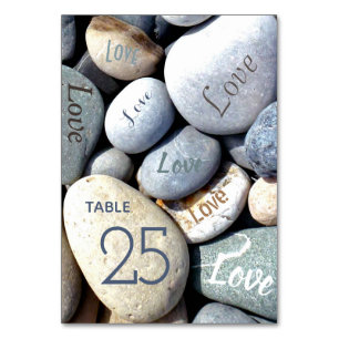 Numéro De Table AMOUR Inhabituel Rustique Coloré Plage de galets
