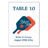 Numéro De Table Amusant M. & Mme pickleball paddle logo mariage (Dos)