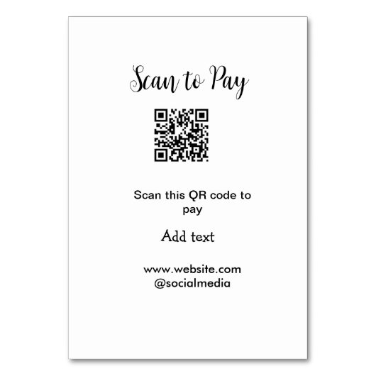 Numéro De Table Analyser pour payer scanner code QR ajouter des dé (Dos)