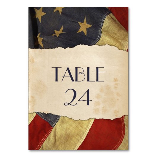 Numéro De Table Ancien Mariage Vintage patriotique (Dos)