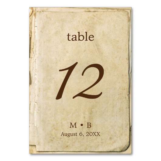 Numéro De Table Ancien papier rustique mariage signe numéro de tab (Par défaut)