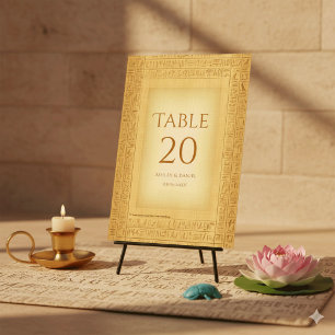 Numéro De Table Anciens motifs hiéroglyphiques dorés Mariage égypt