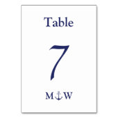 Numéro De Table Ancrage nautique marine bleu & blanc initiales Mar (Dos)