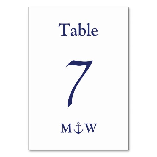 Numéro De Table Ancrage nautique marine bleu & blanc initiales Mar (Par défaut)