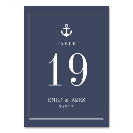 Numéro De Table Ancre Bleue De La Marine Par Le Mariage De La Mer  (Par défaut)