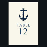 Numéro De Table Ancre marine Bleu Mariage moderne marine<br><div class="desc">Ancre nautique Marine Bleu Mariage moderne Numéro de tableau</div>