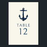 Numéro De Table Ancre marine Bleu Mariage moderne marine<br><div class="desc">Ancre nautique Marine Bleu Mariage moderne Numéro de tableau</div>