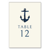 Numéro De Table Ancre marine Bleu Mariage moderne marine (Dos)