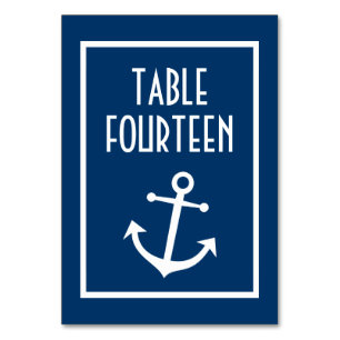 Numéro De Table Ancres nautiques (bleu foncé / blanc)