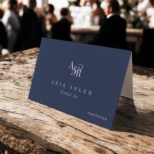 Numéro De Table ANDREA Navy Blue Minimal Wedding Place Cards