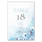 NUMÉRO DE TABLE | Anémones Bleues Aquarelle (Dos)