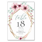 Numéro de table | Anémones et feuillage rose flora (Dos)