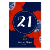 Numéro De Table Anémones rouges en cascade bleu et blanc marine (Par défaut)