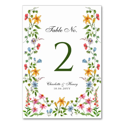 Numéro De Table Anglais mariage fleuri du jardin (Par défaut)