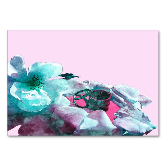 Numéro De Table Anneaux avec pétales de rose blanche (Devant)