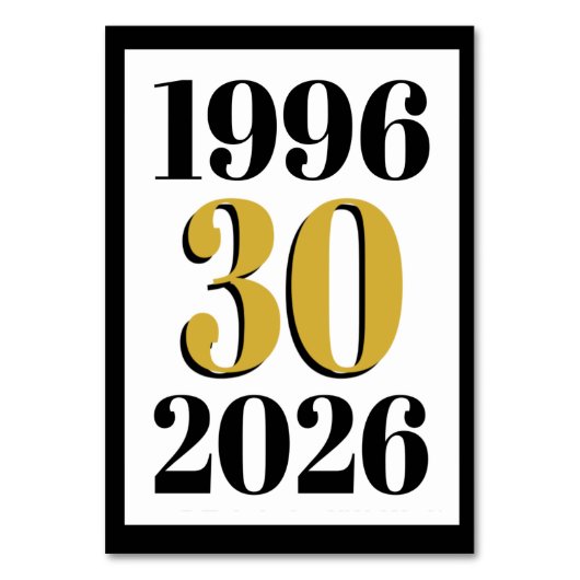 Numéro De Table Anniversaire 1996 Milestone 30 ans   (Par défaut)